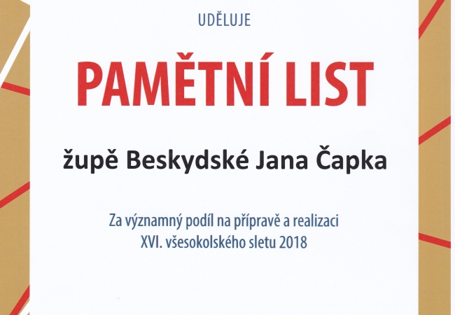Pamětní list od ČOS